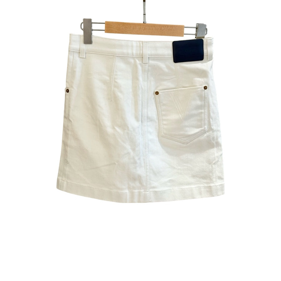 Louis Vuitton White Denim Blue Monogram pocket Skirt #36