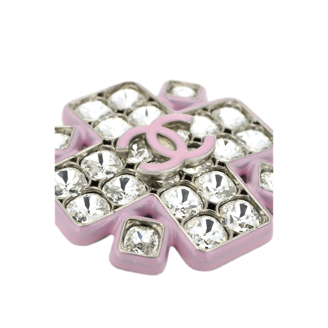Chanel Crystal Brooch Pink CC Logo 19C