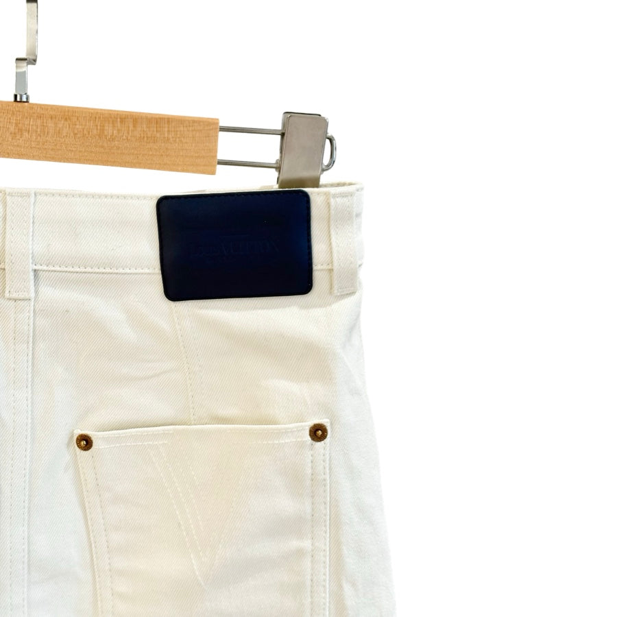 Louis Vuitton White Denim Blue Monogram pocket Skirt #36