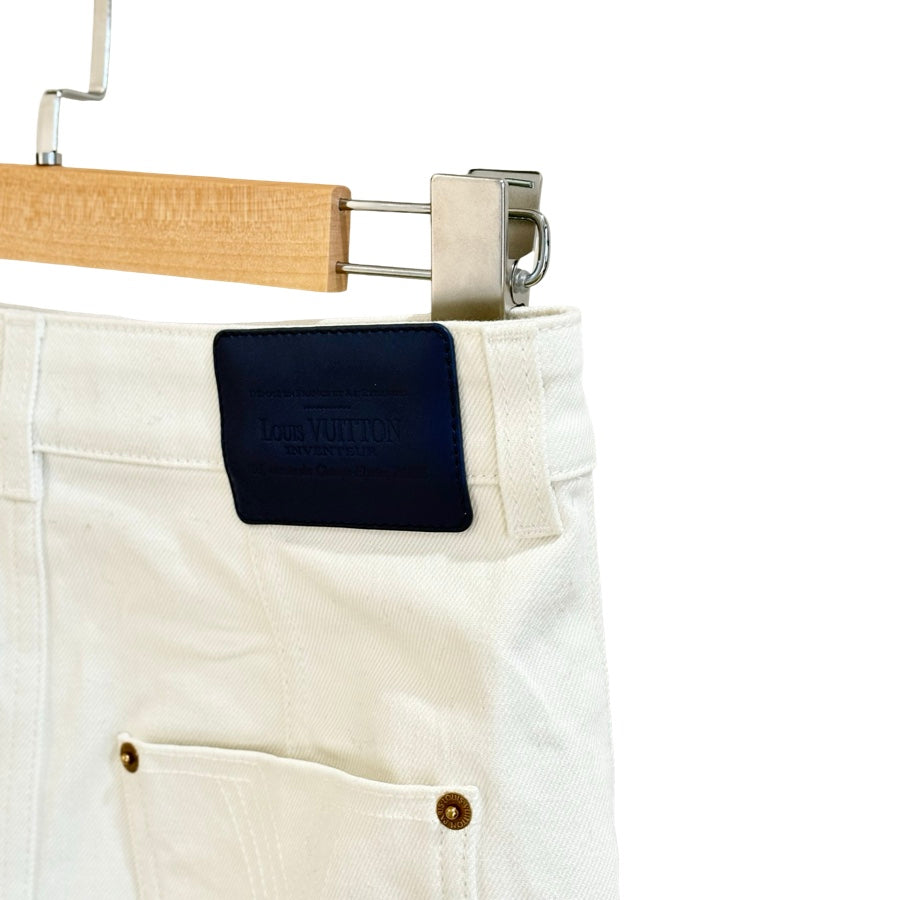 Louis Vuitton White Denim Blue Monogram pocket Skirt #36