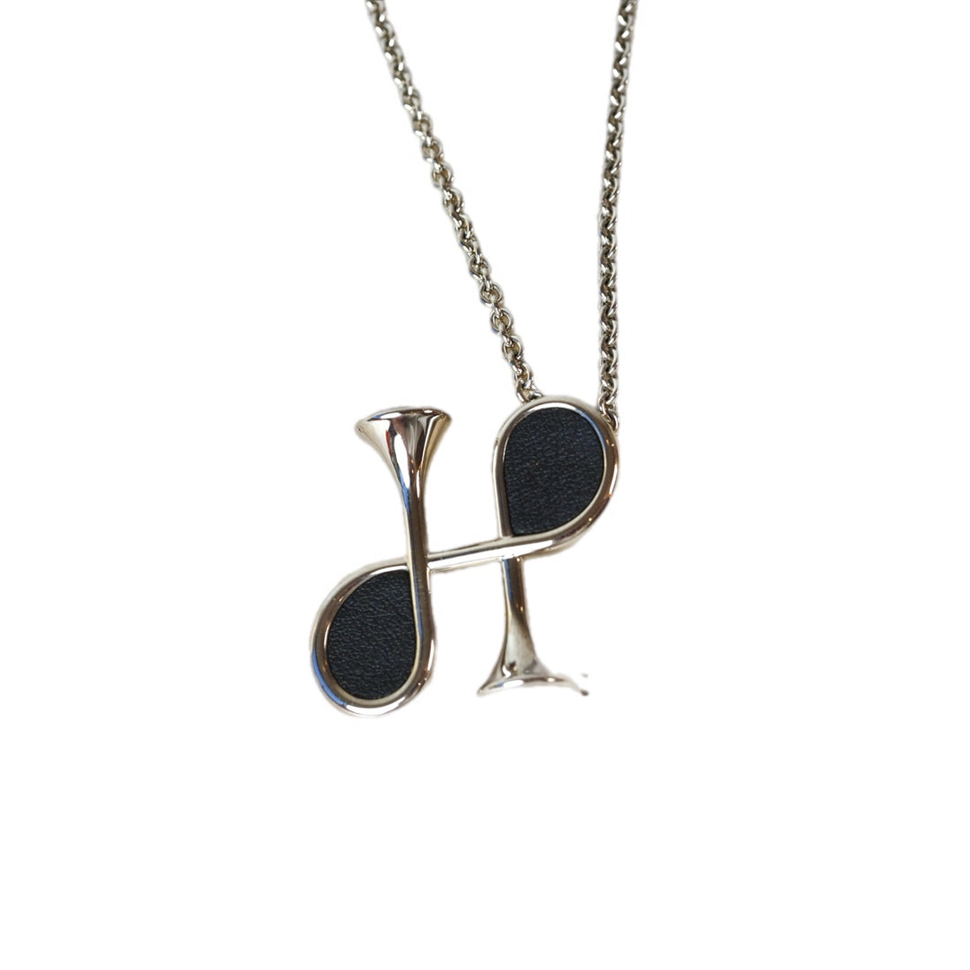 Hermes Cor H Black leather Necklace