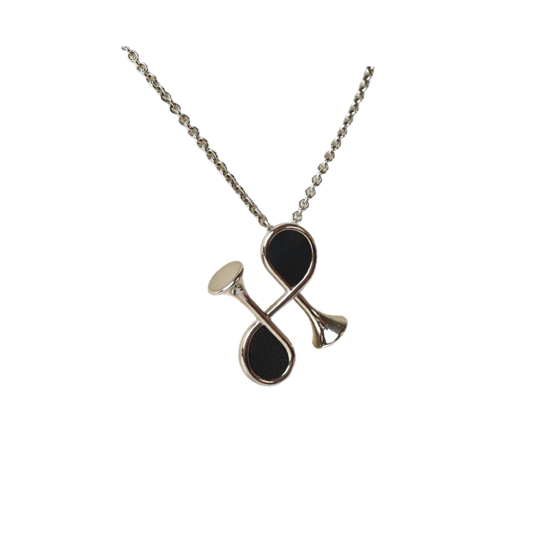 Hermes Cor H Black leather Necklace