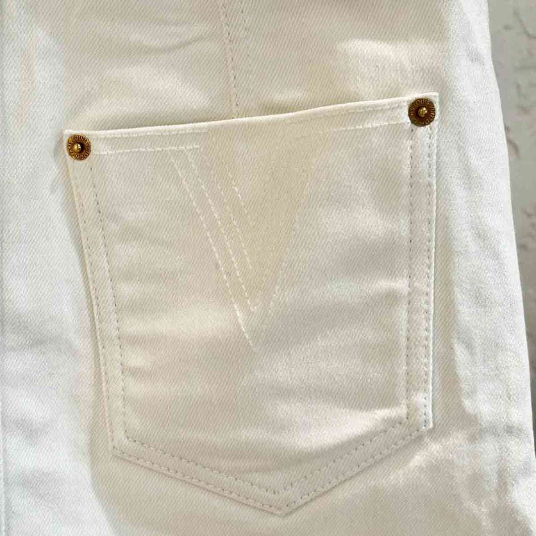 Louis Vuitton White Denim Blue Monogram pocket Skirt #36