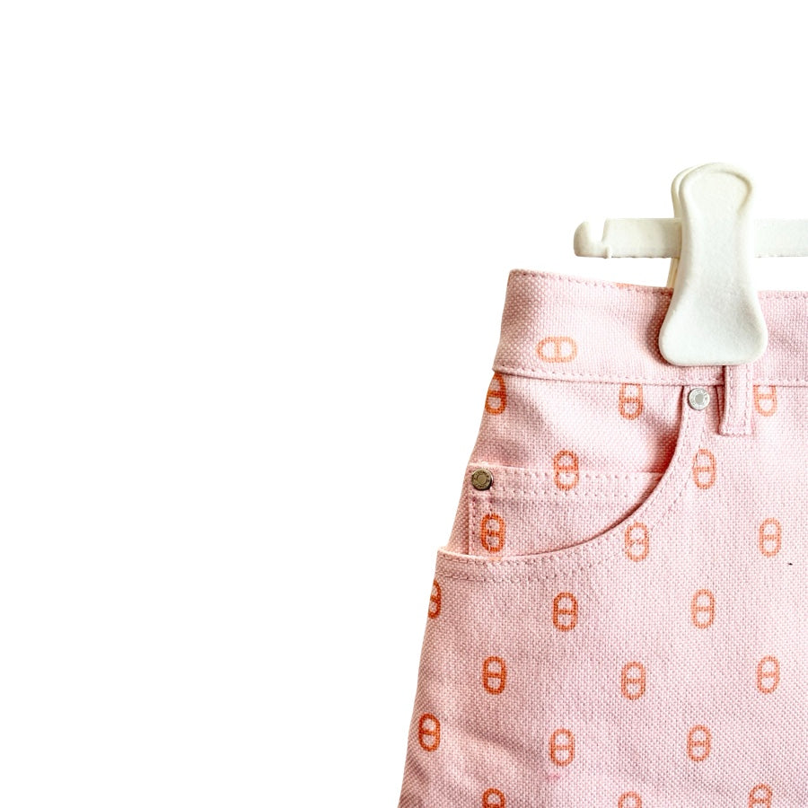 Hermes  Chaine D’ancre Denim Pink Mini Skirt #38
