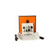 Hermes Cor H Black Leather Earrings