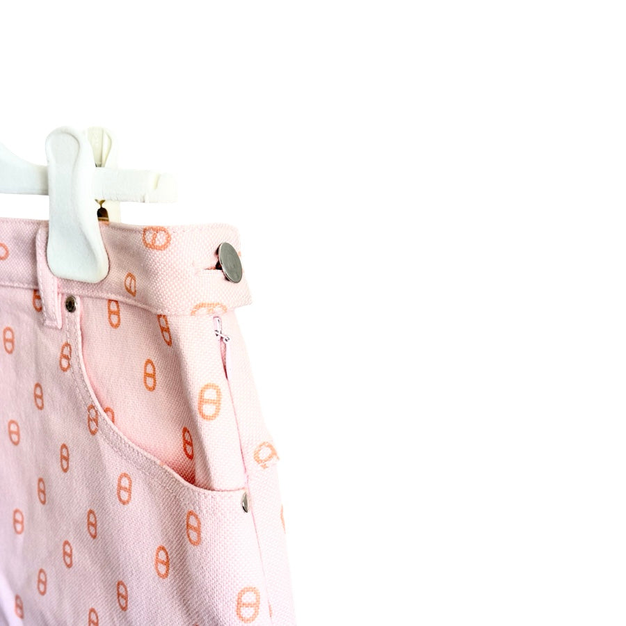Hermes  Chaine D’ancre Denim Pink Mini Skirt #38