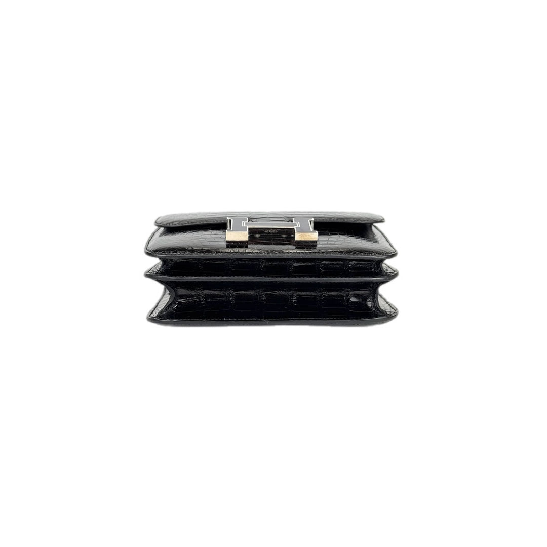 Hermes Constance Mini Black Shiny Alligator Leather Bag