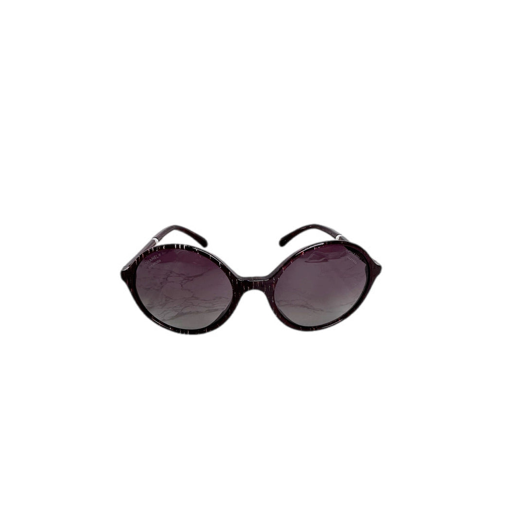 Chanel Sunglasses Round Purple with Pearl On Side