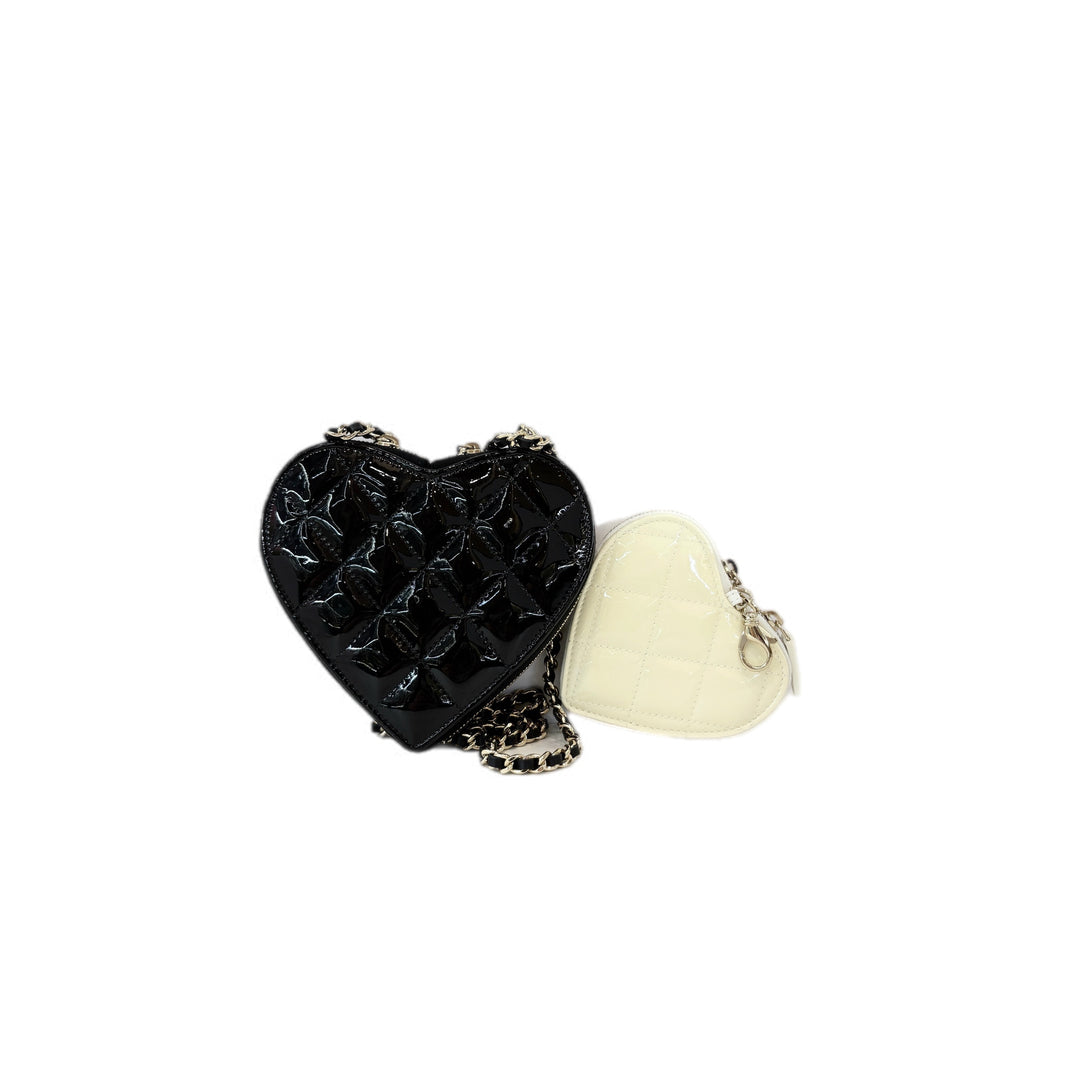 Chanel Patent Double Heart Chain Bag