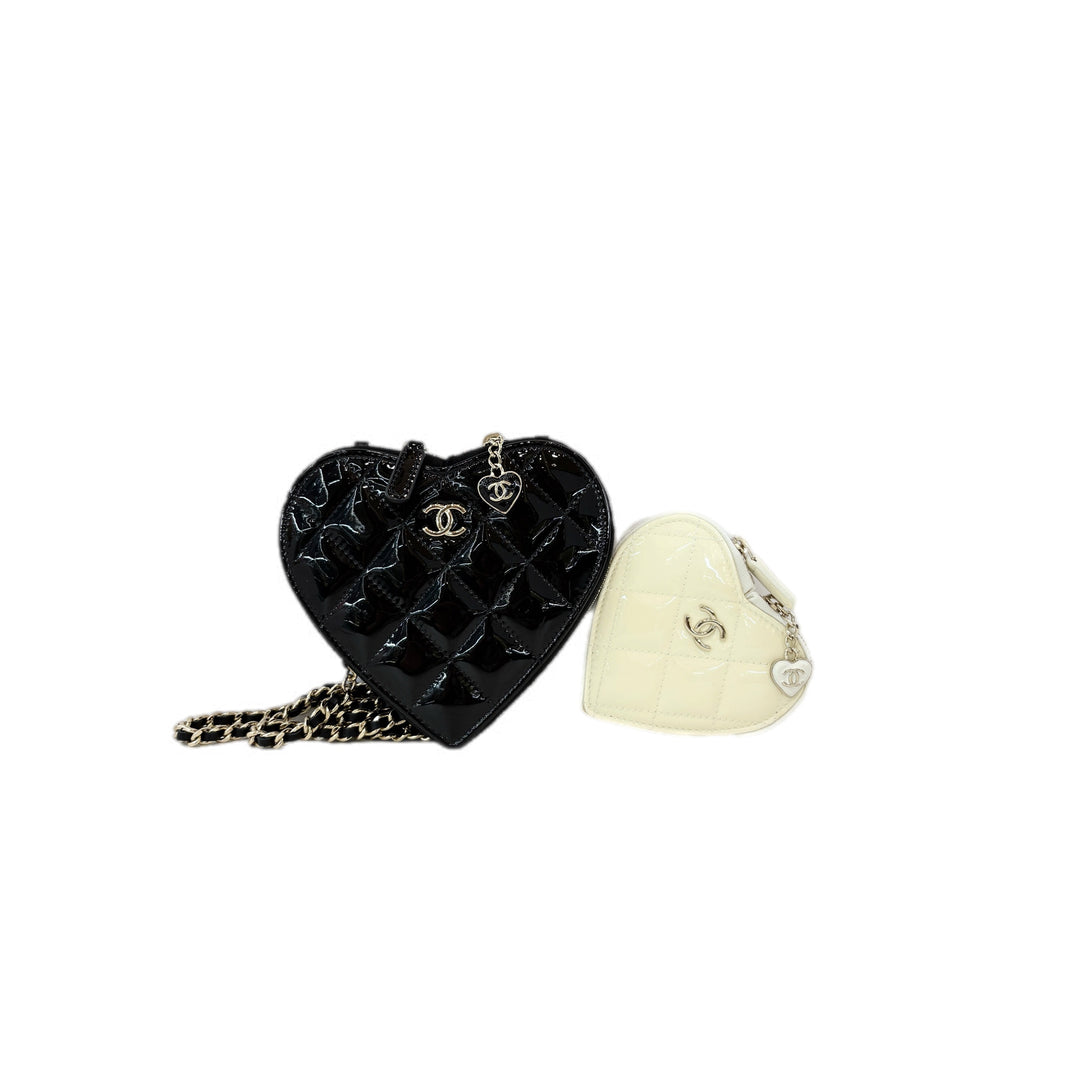 Chanel Patent Double Heart Chain Bag