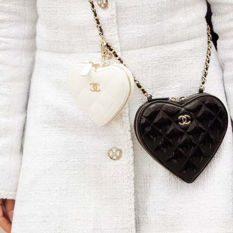 Chanel Patent Double Heart Chain Bag