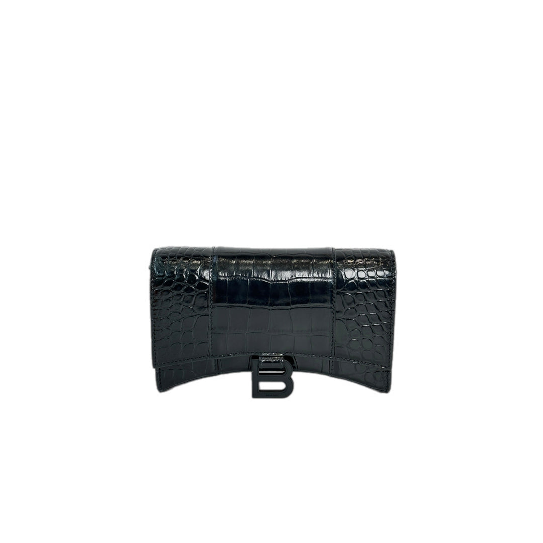 Balenciaga Hourglass Wallet on Chain So Black