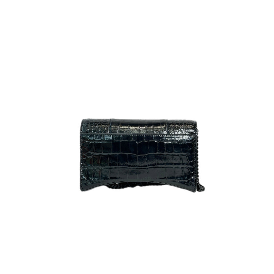 Balenciaga Hourglass Wallet on Chain So Black