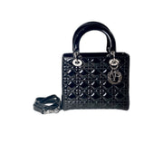 Dior Lady Dior Medium Green Changed to Black Patent Leather