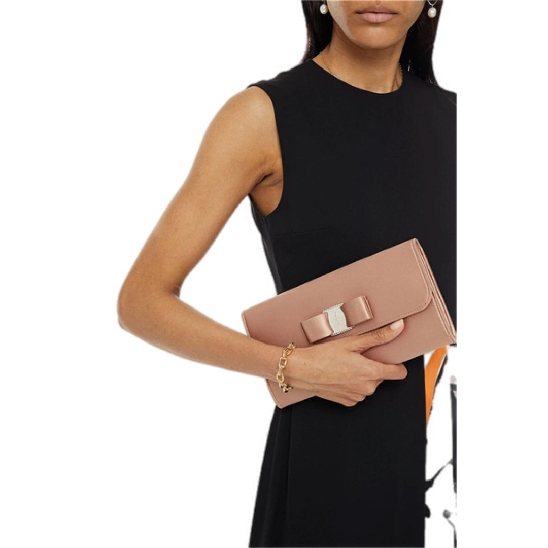 Ferragamo Pink Bow Wallet on Chain Bag