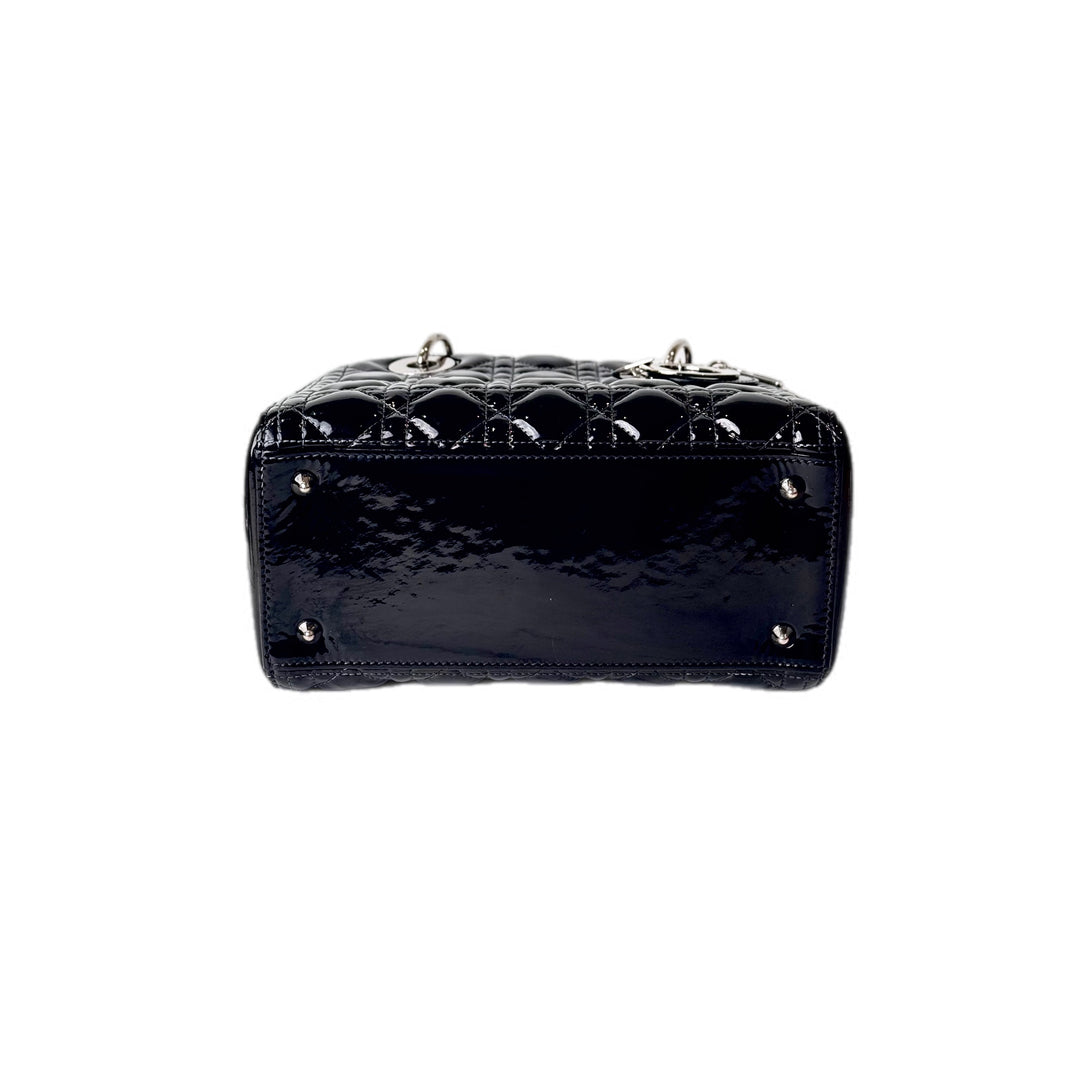 Dior Lady Dior Medium Green Changed to Black Patent Leather