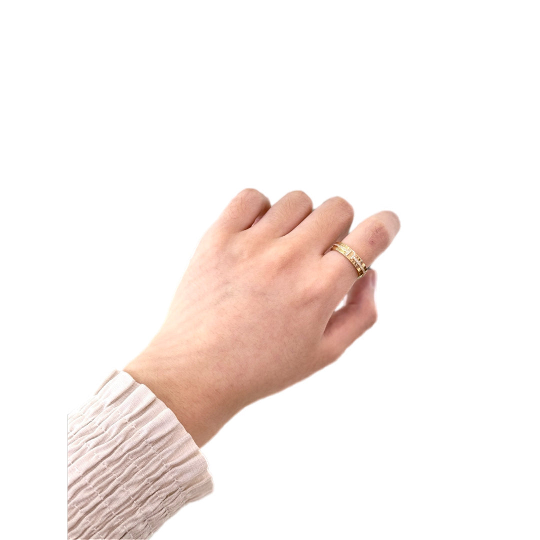 Tiffany 18K Rose Gold Diamonds T Ring d0.13 #51