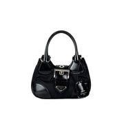Prada Moon Re-Nylon Black Leather Bag