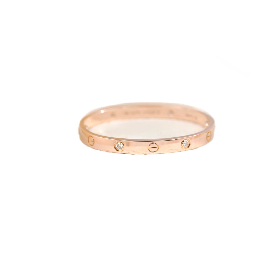 Cartier Love Bracelet Classic Model 4 Diamonds #16 Rosegold