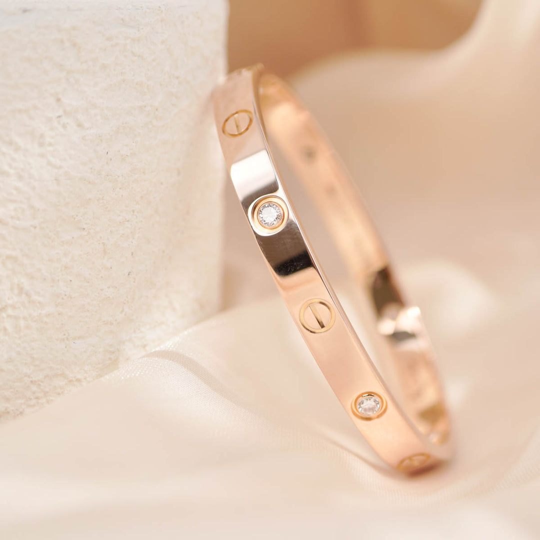Cartier Love Bracelet Classic Model 4 Diamonds #16 Rosegold