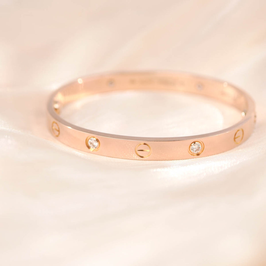 Cartier Love Bracelet Classic Model 4 Diamonds #16 Rosegold