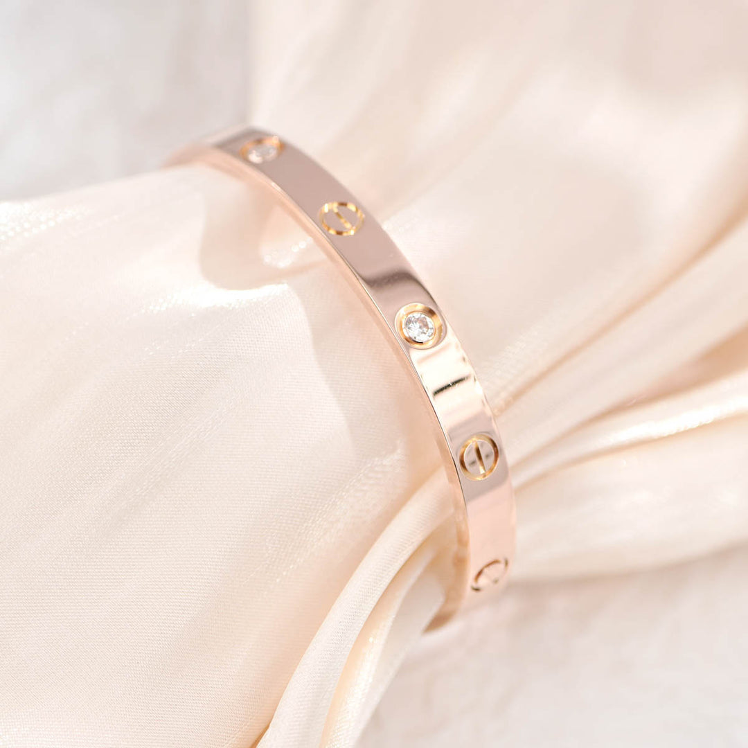 Cartier Love Bracelet Classic Model 4 Diamonds #16 Rosegold