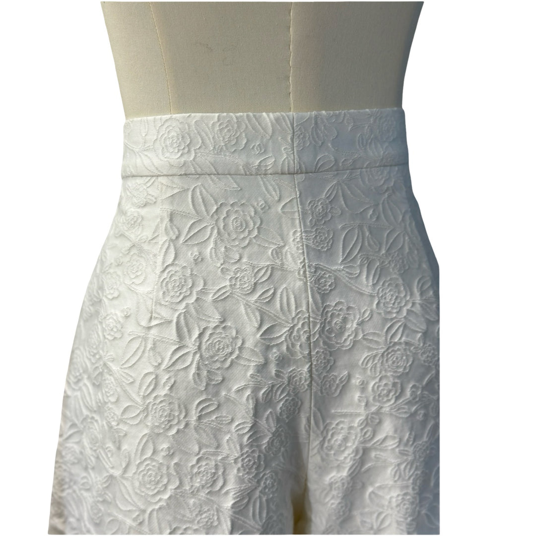 Chanel White Cotton Pants With Camellia Flower Pattern #36