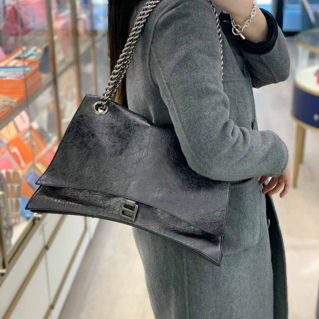 Balenciaga Grey Metallic Crush Bag Large 39.8cm
