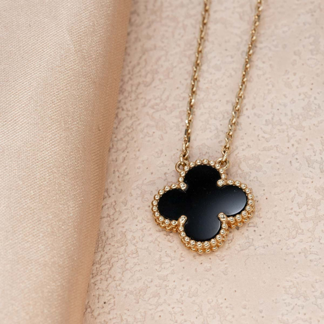 VCA Vintage Alhambra Pendant 18K yellow gold Black Onyx Necklace