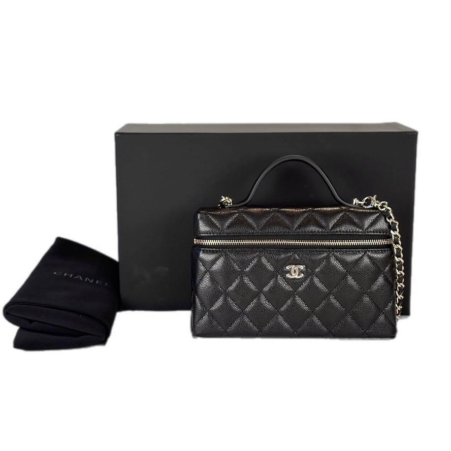 Chanel Black Caviar Top Handle Vanity Bag