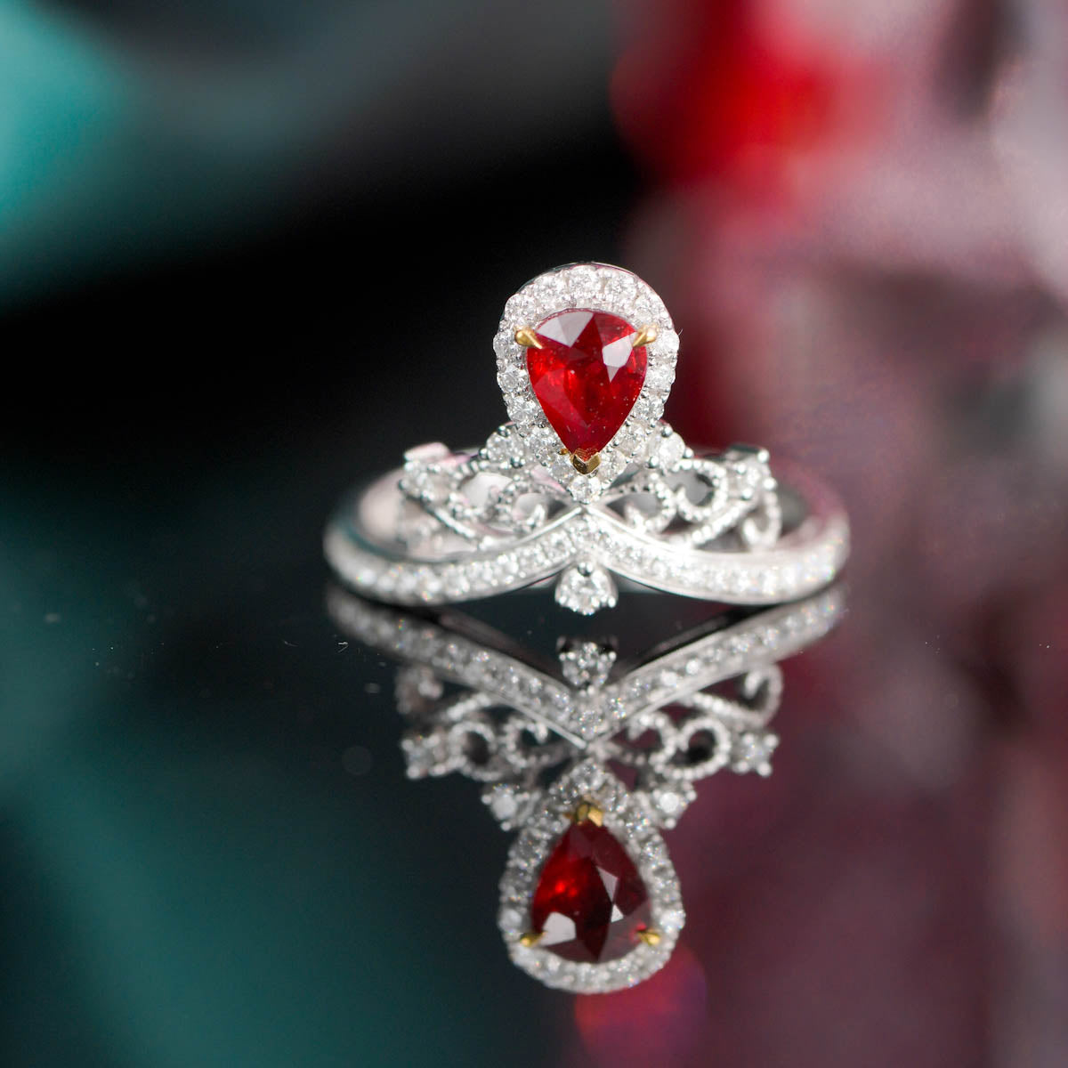 Natural Pigeon Blood Ruby Stone Ring 0.37ct, Diamond 0.3ct 18K Gold ...
