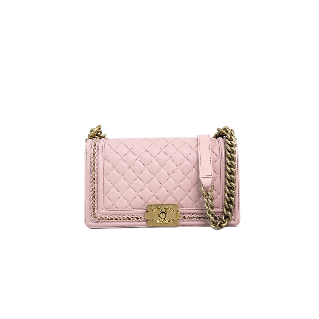 Chanel Leboy Medium Light Pink/Gold Lambskin Bag