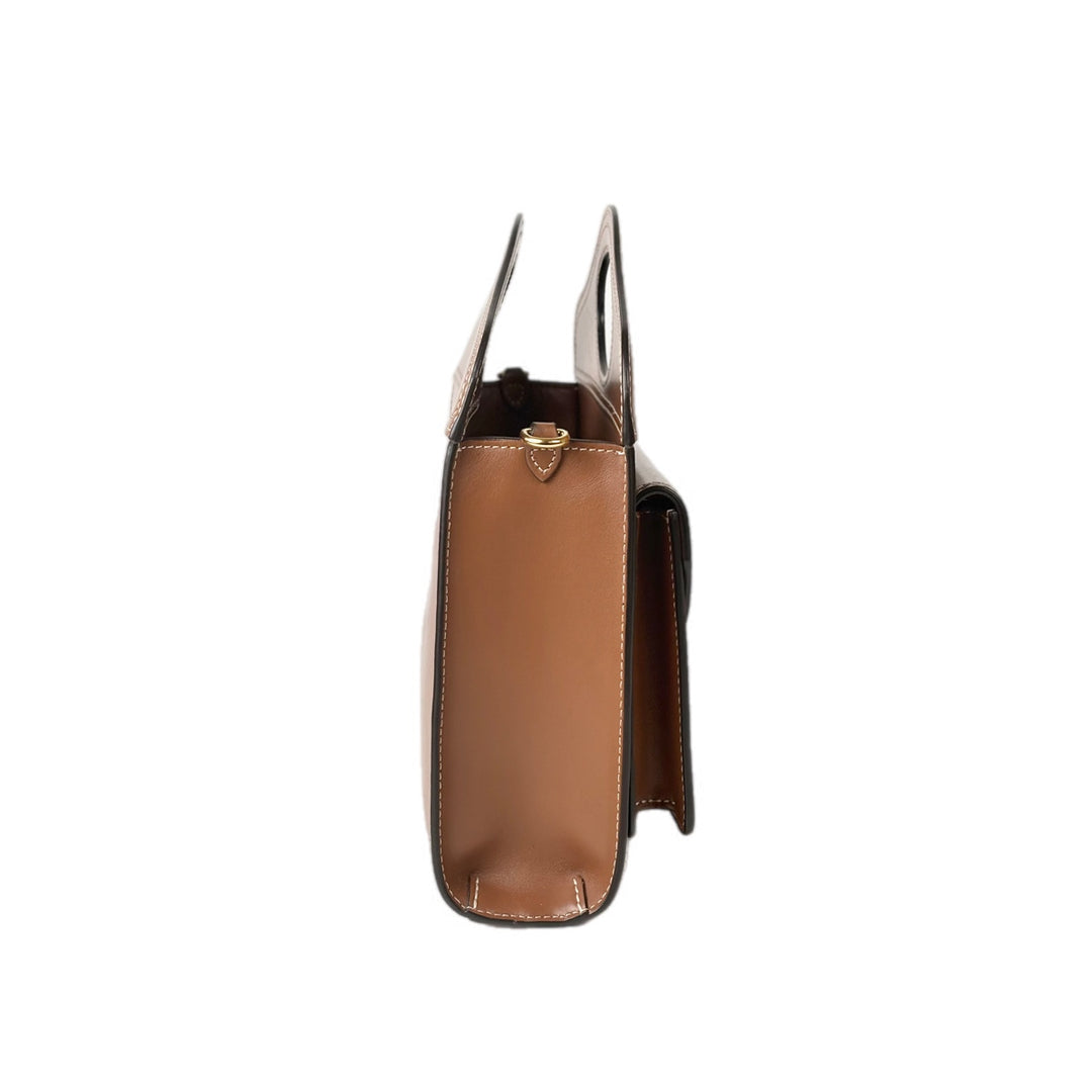 Burberry Mini Brown Topstitched Pocket Bag