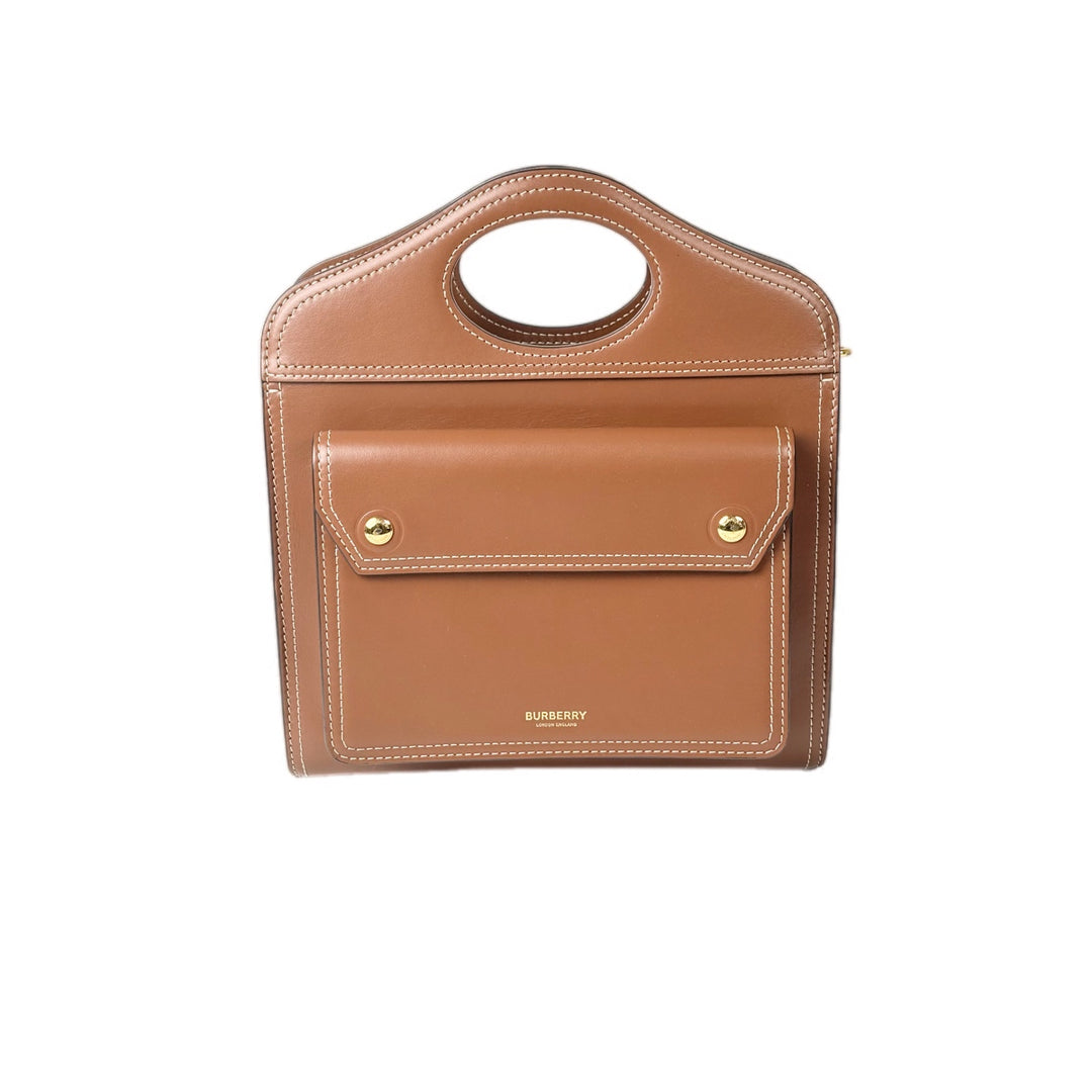 Burberry Mini Brown Topstitched Pocket Bag