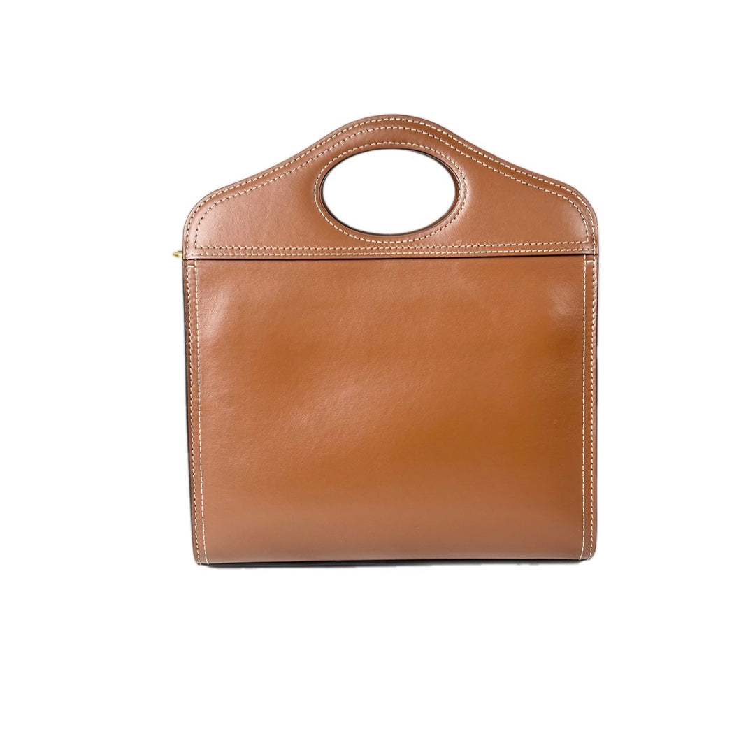 Burberry Mini Brown Topstitched Pocket Bag