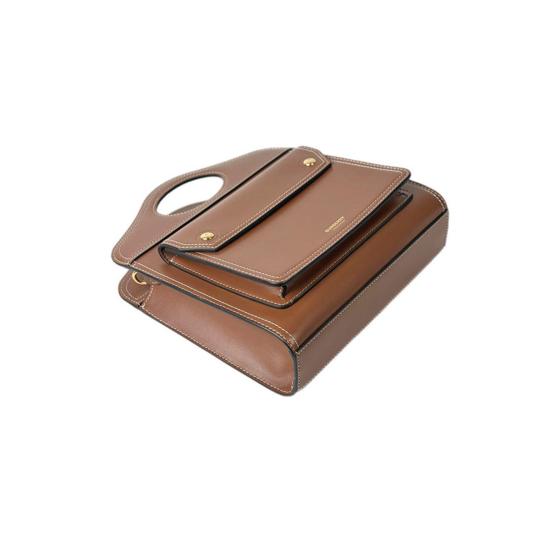 Burberry Mini Brown Topstitched Pocket Bag