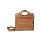 Burberry Mini Brown Topstitched Pocket Bag