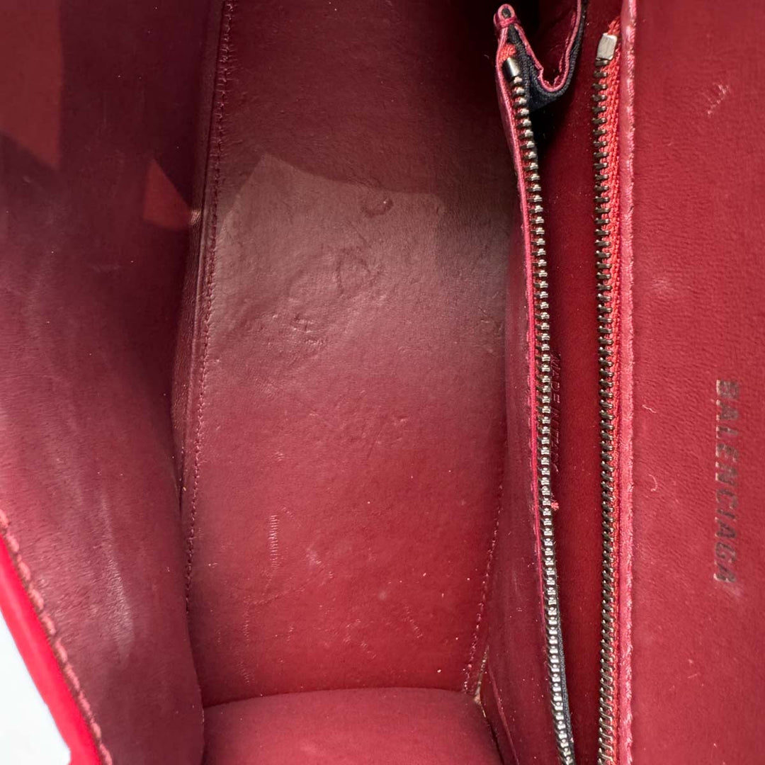 Balenciaga Red Small Hourglass Top Handle Bag