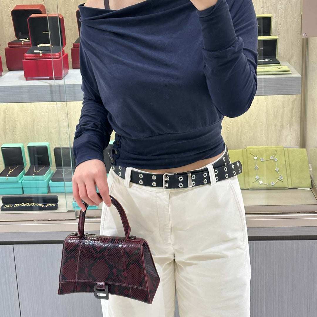 Balenciaga Red Small Hourglass Top Handle Bag