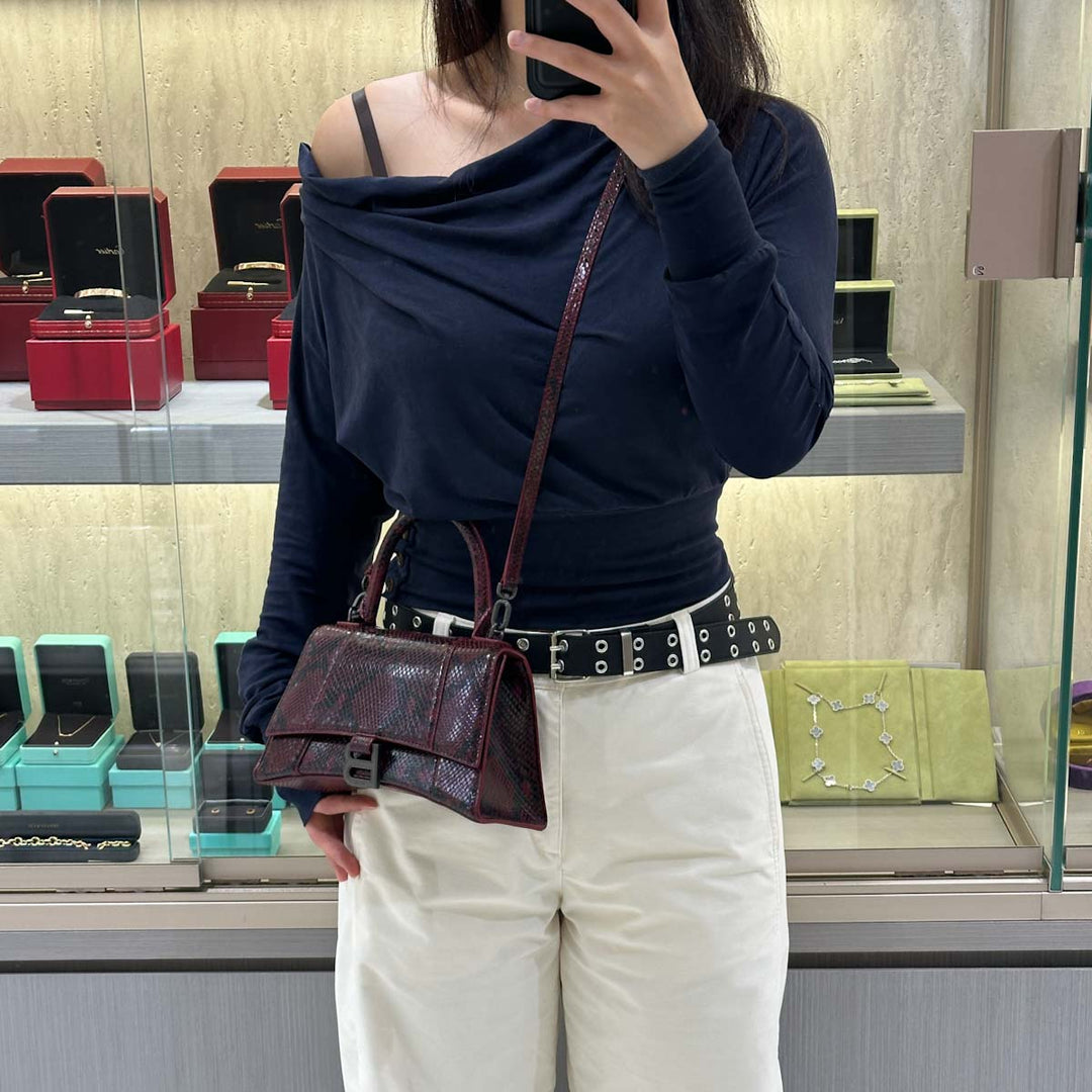Balenciaga Red Small Hourglass Top Handle Bag
