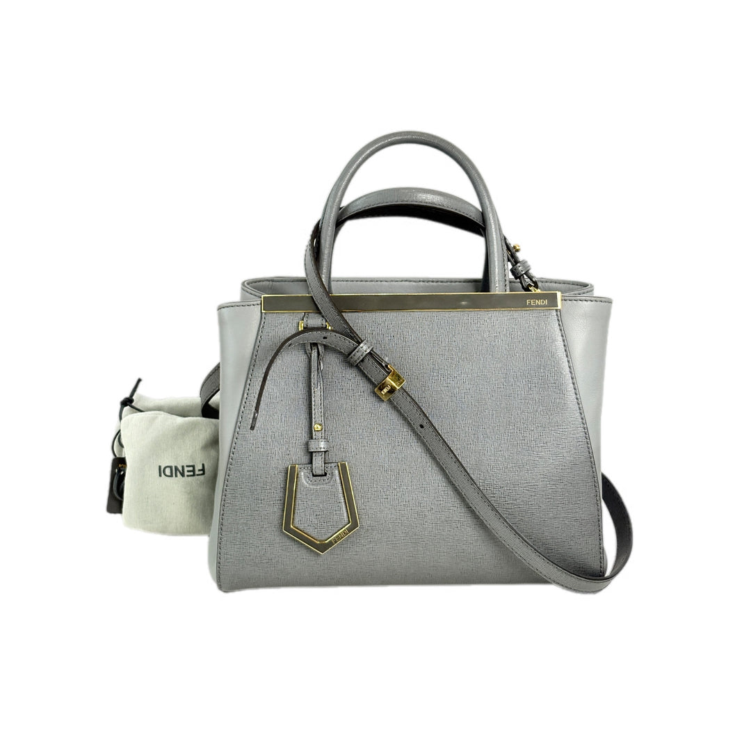 Fendi Petite 2Jours Vitello Elite Tote Grey Bag