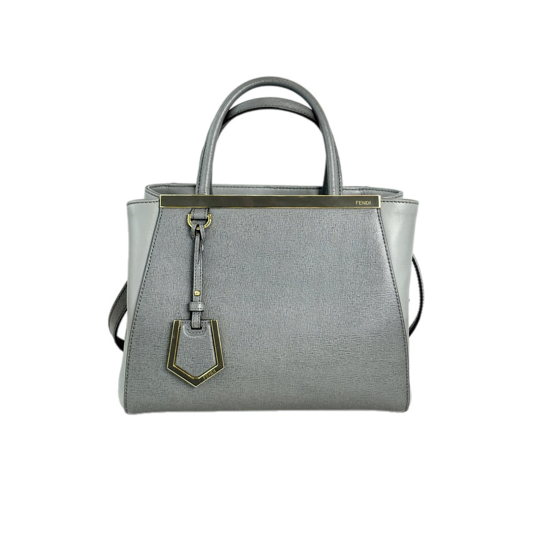 Fendi Petite 2Jours Vitello Elite Tote Grey Bag