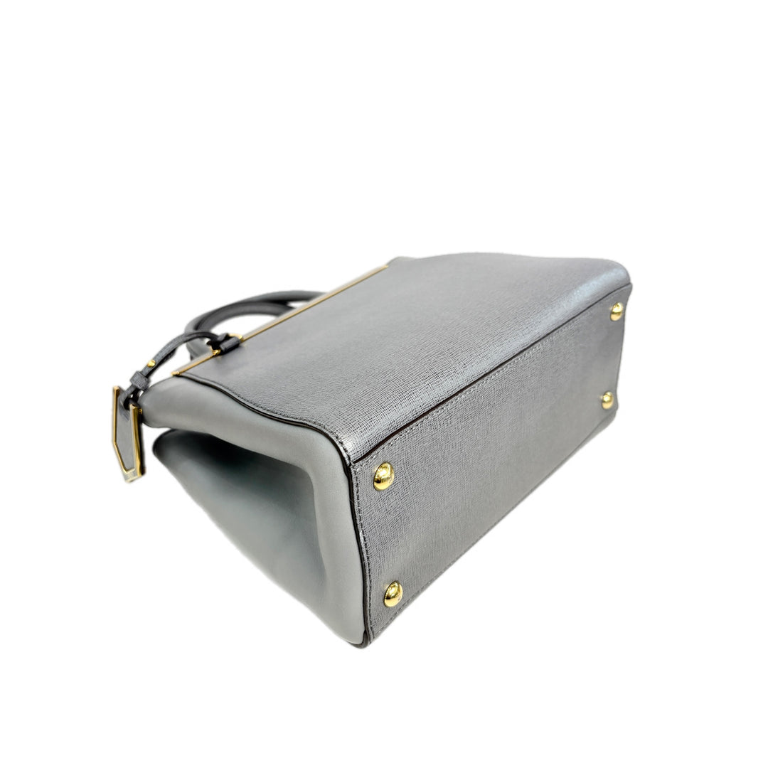 Fendi Petite 2Jours Vitello Elite Tote Grey Bag
