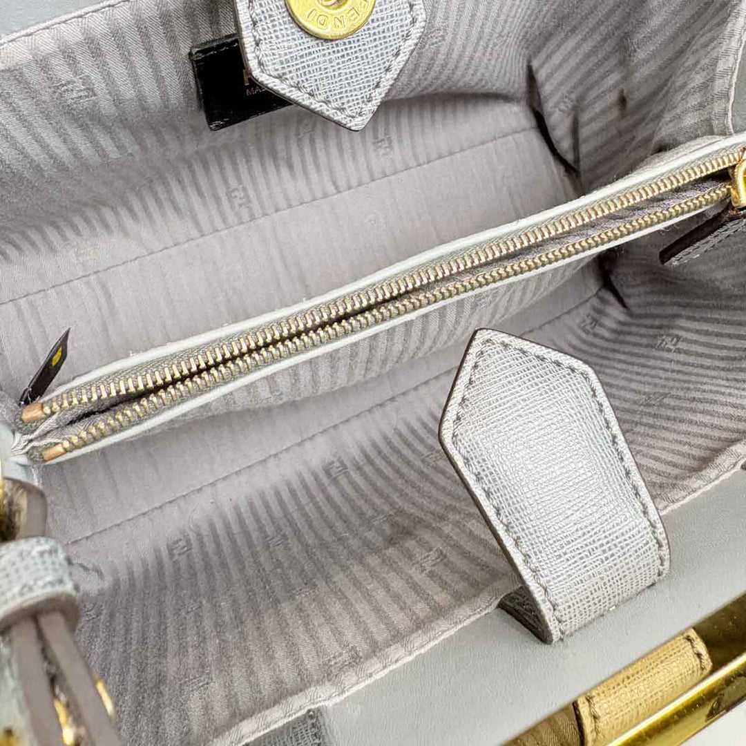 Fendi Petite 2Jours Vitello Elite Tote Grey Bag