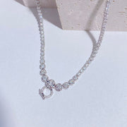 Natural White Diamond Circle Necklace D3.00ct,18K F-G