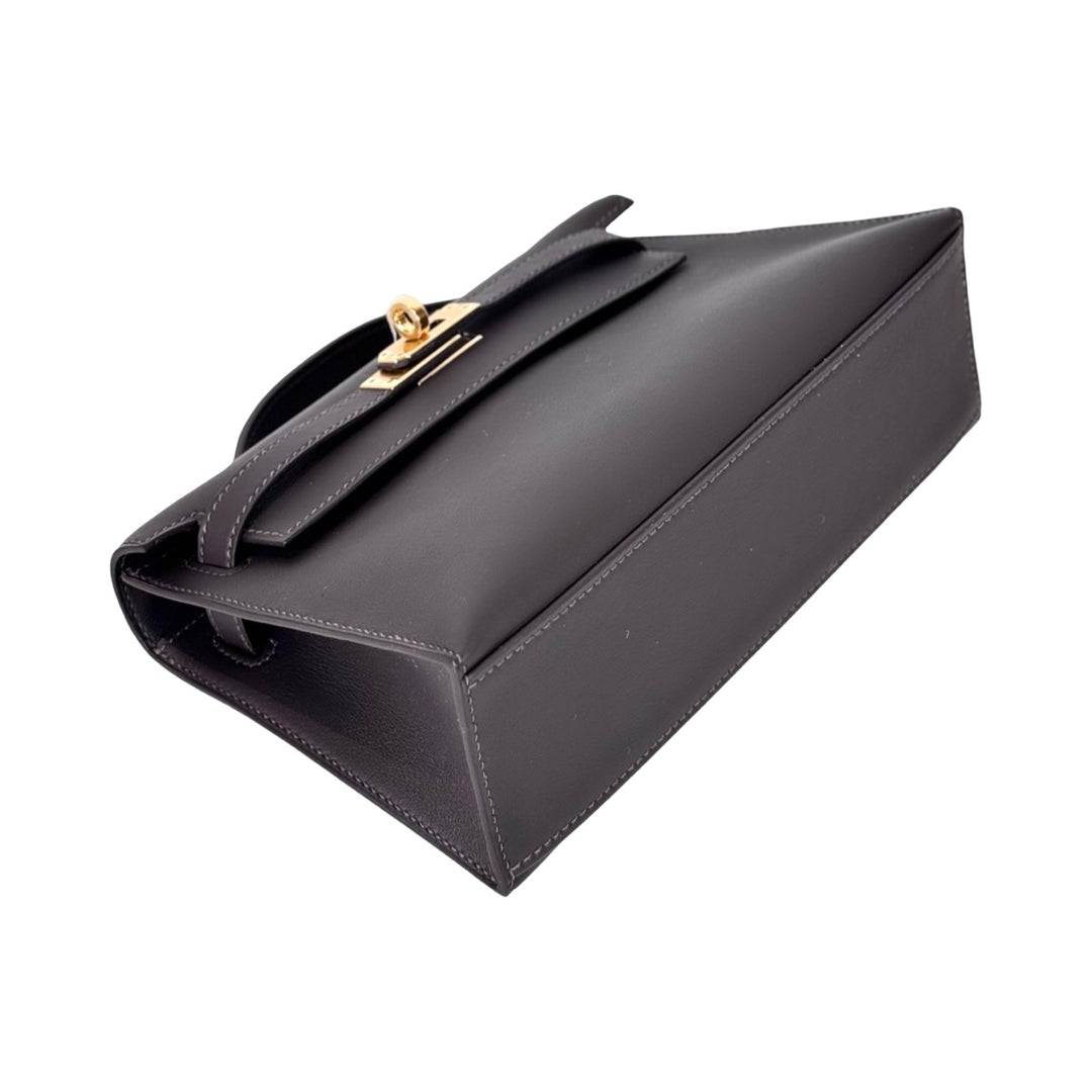 Hermes Kelly Pochette Bag Swift T3 Bai Brun