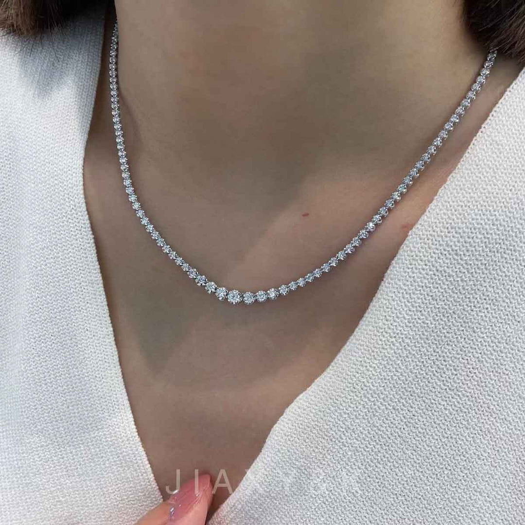 Natural White Diamond Circle Necklace D3.00ct,18K F-G