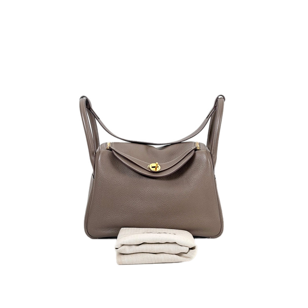 Hermes Lindy 30cm Etoupe Gold Togo Bag