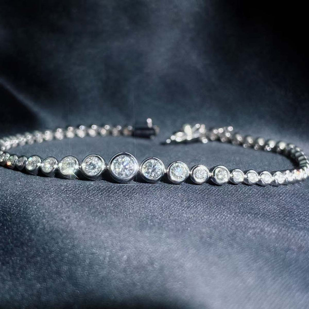 Natural White Diamond Bracelet D1.25ct F-G VS,18K