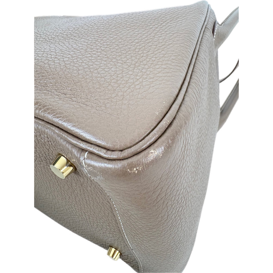 Hermes Lindy 30cm Etoupe Gold Togo Bag